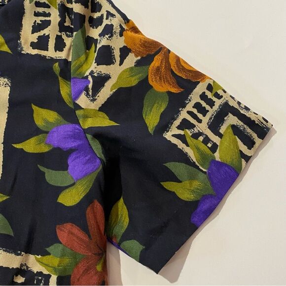 Vintage Cristin Stevens Floral Tribal Print Short Sleeve Button Up Blouse Size M - Picture 9 of 14